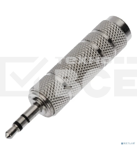 Переходник Rexant 3,5мм стерео штекер - 6,3мм стерео гнездо, металл