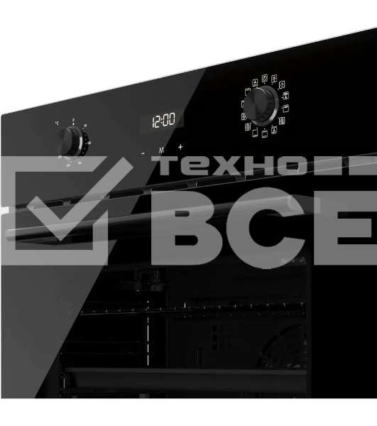 Встраиваемый духовой шкаф Kuppersberg HO 677 B, High-Tech, объем 70 л, 13 режимов, электронное управление (утапливаемые переключатели, аналоговый дисплей), телескопические направляющие на одном уровне, максимальная температура 300 градусов, 2 стекла в дверце, черный