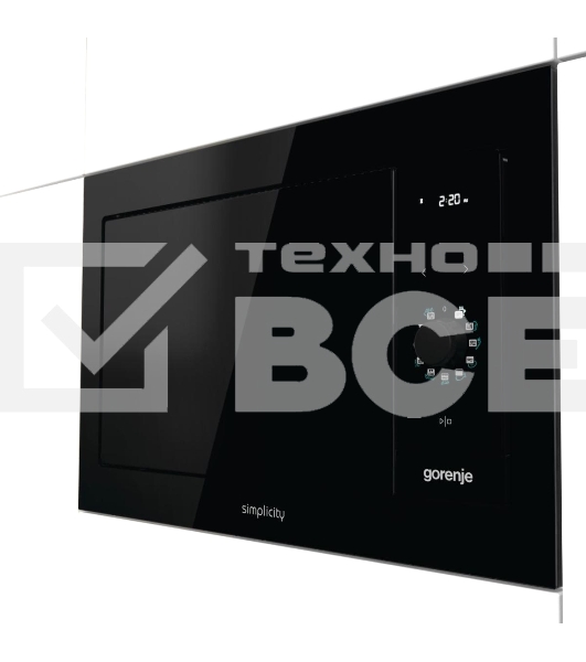 Встраиваемая микроволновая печь GORENJE BM235G1SYB черный 23 л, 900 Вт, переключатели - поворотный механизм/сенсор