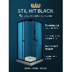 Душевой уголок BAU Stil Hit Black с поддоном 80x80х195, рифленое закаленное стекло, черный профиль, фото5