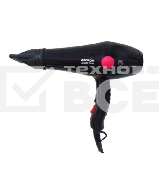 Фен Аксион ВС11, 1800Вт, 2 скоростных режима, 3 температурных режима, подача холодного воздуха, насадка-концентратор 2 шт, защита от перегрева