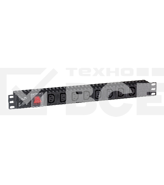 Блок розеток горизонтальный ExeGate ServerPro PDU-19H808 Al-8С13-C14-SW, 1U, Алюминий, 8 IEC 320 C13, С14, выкл. с подсветкой, черный