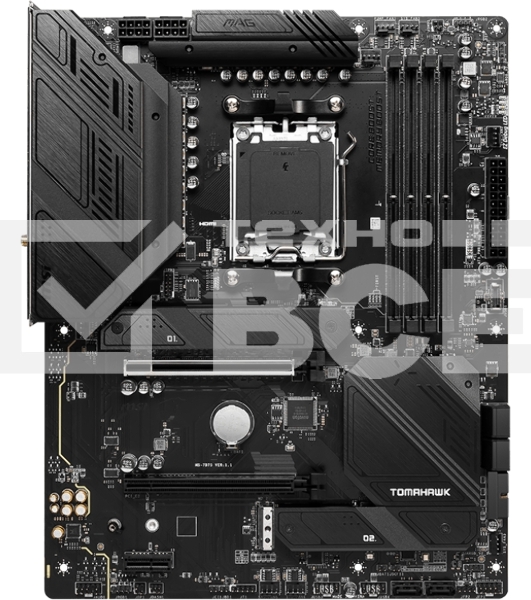 Материнская плата MSI MAG B650 TOMAHAWK WIFI, AM5, AMD B650, 4xDDR5, 6xSATA, 3xM.2, 1xPCI-E 4.0 x16, 1xPCI-E 4.0 x2, 1xHDMI, 1xDisplayPort, 1xUSB Type-C, 1x2.5Gb LAN, 2xUSB-A 2.0, 3xUSB-A 3.2 Gen 1, 3xUSB-A 3.2 Gen 2, 5x3.5 мм, 7.1, Standard-ATX