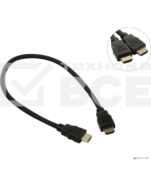 Кабель HDMI Exegate EX287728RUS EX-CC-HDMI2-0.5 (19M/19M, 0,5м, v2.0, 4K UHD, Ethernet, позолоченные контакты)