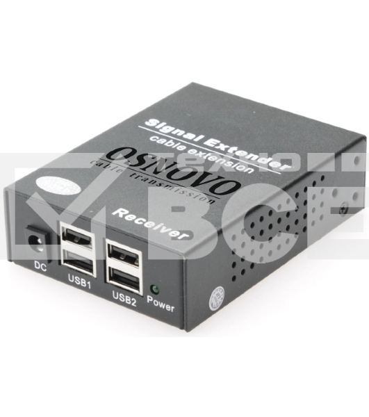 Удлинитель OSNOVO Удлинитель интерфейса USB 2.0 по сети Ethernet. Расстояние передачи 'точка-точка' по кабелю витой пары (CAT5e/6) до 150м