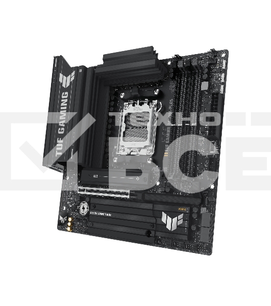 Материнская плата ASUS TUF Gaming B850M-Plus, AM5, AMD B850, 4xDDR5, 4xSATA, 3xM.2, 1xPCIe 5.0 x16, 1xPCIe 4.0 x4, 1xPCIe x1, 1xDP, 1xHDMI, 1x2.5Gb LAN, 4xUSB 2.0, 4xUSB 3.2 Gen 1, 3xUSB 3.2 Gen 2, 1xUSB-C, 3x3.5 мм, 7.1, mATX