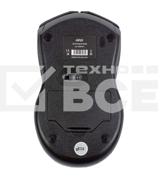 Мышь беспроводная HIPER HOMW-073 черный/красный, 1000 dpi, радиоканал, USB, кнопки - 3