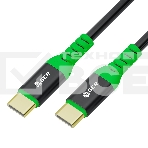 Кабель интерфейсный GCR PROКабель PREMIUM 1.5m TypeC/TypeC PD 60W, быстрая зарядка для iPhone 15, силикон, черный, GOLD, AL корпус, фото 1