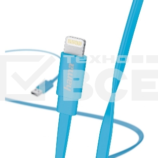 Кабель Hama Flat 00173646 Lightning (m) USB A(m) 1.2м синий плоский