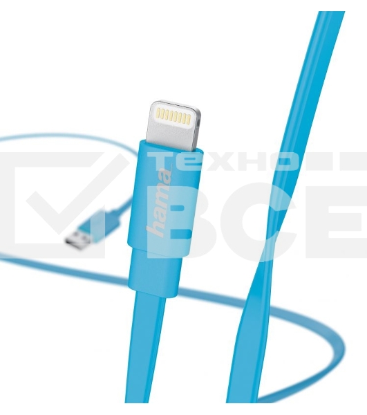 Кабель Hama Flat 00173646 Lightning (m) USB A(m) 1.2м синий плоский