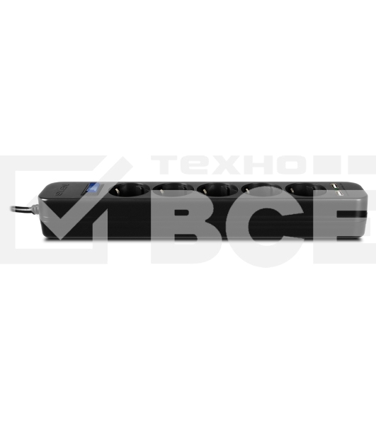 Фильтр SVEN SF-05LU 3.0 м (5 евро розеток,2*USB(2,4А)) черный, цветная коробка Surge protector SVEN SF-05LU 3.0 м (5 евро розеток,2*USB(2,4А)) черный, цветная коробка