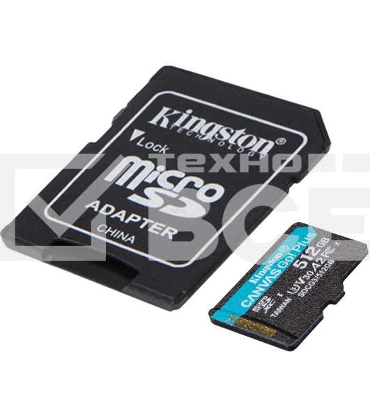 Флеш карта microSDXC 512Gb Class10 Kingston SDCG3/512GB Canvas Go! Plus + adapter