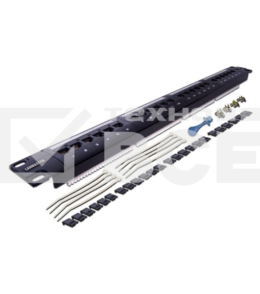 Патч-панель LANMASTER 24 порта, UTP, кат.6, 1U
