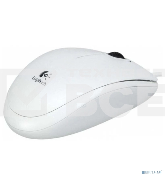 Мышь проводная Logitech B100 белый, 1000 dpi, USB, кнопки - 3