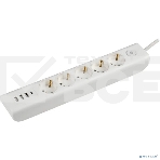 Удлинитель MODERN У05В 5 мест с заземляющим контактом 2м 3х1 мм2 16А/250В USBх4 белый IEK, фото 1