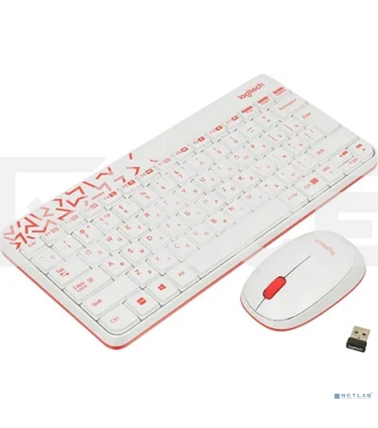 Клавиатура + мышь Logitech Wireless Combo MK 240 Nano White-red 920-008212