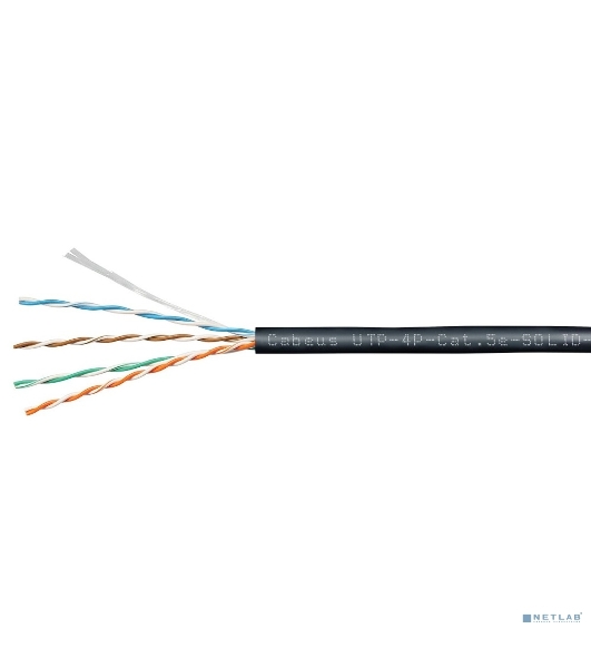 КАБЕЛЬ ВИТАЯ ПАРА CABEUS UTP-4P-CAT.5E-SOLID-OUT-LSZH-UV UTP (U/UTP), КАТЕГОРИЯ 5E, 4 ПАРЫ (24 AWG), ОДНОЖИЛЬНЫЙ, ДЛЯ ВНЕШНЕЙ ПРОКЛАДКИ (+75 C - -40), LSZH-UV (305 М)