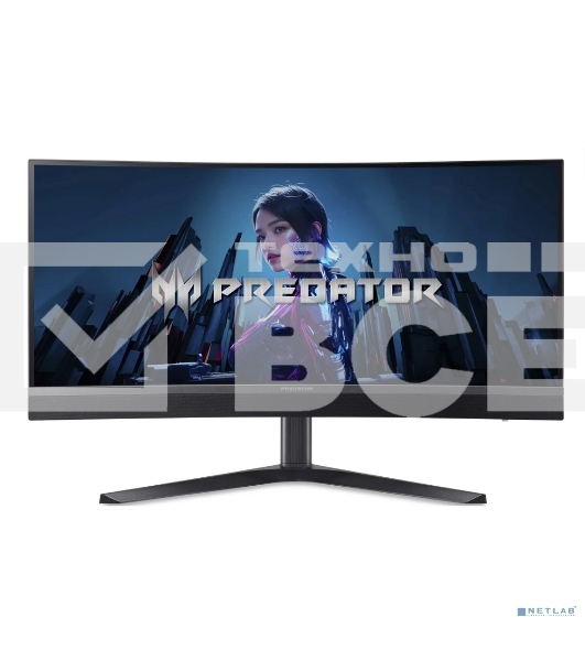 Монитор 34' Acer Predator X34V3bmiiphuzx VA 3440x1440, 180 Гц, 1 мс, 21:9, 1000 кд/м2, 2xHDMI, 1хDP, USB-C, изогнутый, 1x3.5 мм, черный