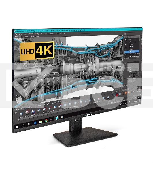 Монитор 31.5' ExeGate SmartView EF3200C IPS 3840x2160, 60 Гц, 5 мс, 16:9, 300 кд/м², HDMI 2.0, DP, 3.5 Jack, USB Hub, динамики (2x3 Вт), HDR10, FreeSync, черный