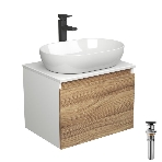 Комплект для ванной, 4 предмета (Тумба подвесная Bau Blackwood 60 + Раковина BAU 59х40 + Смеситель высокий Hotel Black, черный, выпуск черный), фото 1