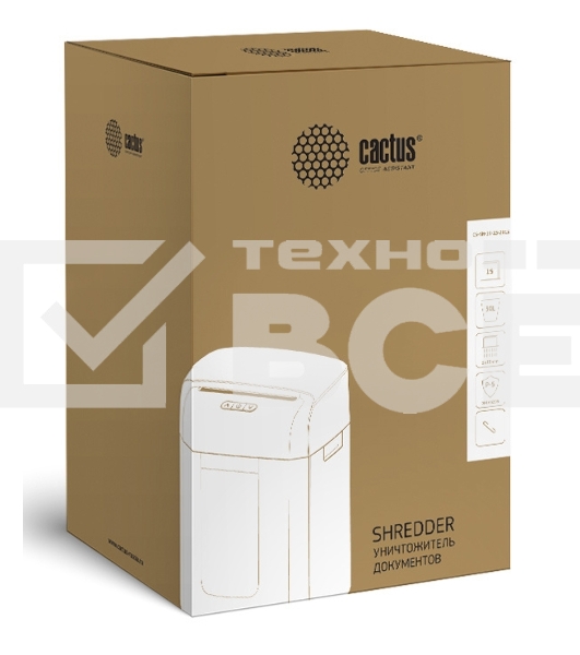 Шредер Cactus CS-SH-15-30-2X15 (секр.P-5)/фрагменты/15лист./30лтр./скобы