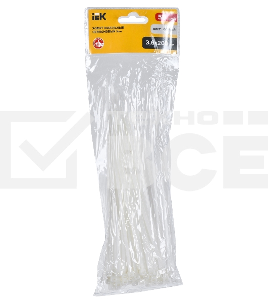 Хомут IEK UHH20-D036-200-050 200x3.6 мм (упак:50шт) нейлон белый