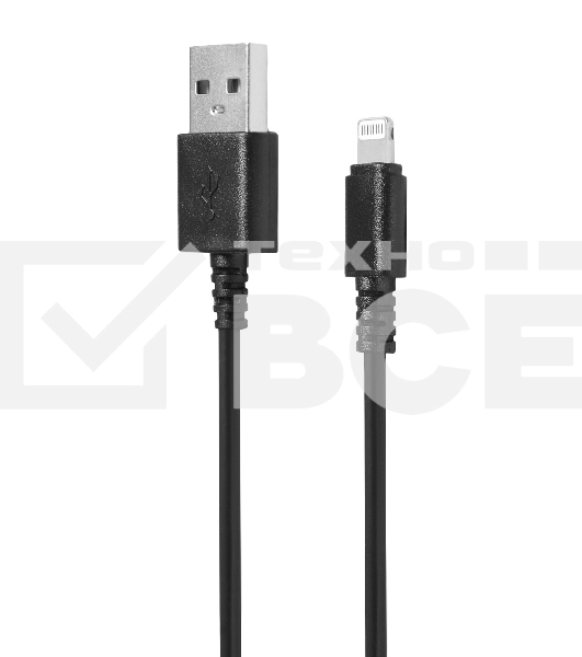 Кабель SunWind USB (m)-Lightning (m) 1.2м черный блистер