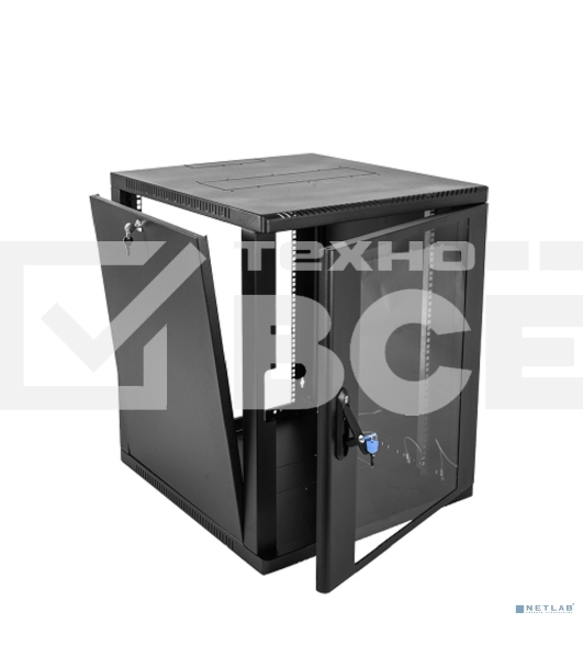 Шкаф ЦМО телекоммуникационный настенный сварной 12U (600 650) съемные стенки, дверь стекло, черный