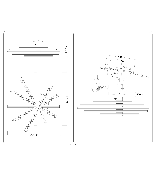 Потолочный светодиодный светильник Ambrella light FL6234 GD золото 96W 3000K-6400K 605*605*200 (ПДУ ИК)