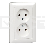 Розетка WESSEN RS16-235-BХИТ белый 2-ая б/з 10А скрытый монтаж, фото 1