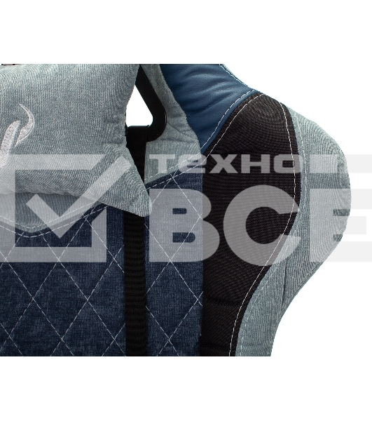 Кресло игровое Бюрократ VIKING 7 KNIGHT BL FABRIC синий текстиль/эко.кожа крестовина металл/пластик