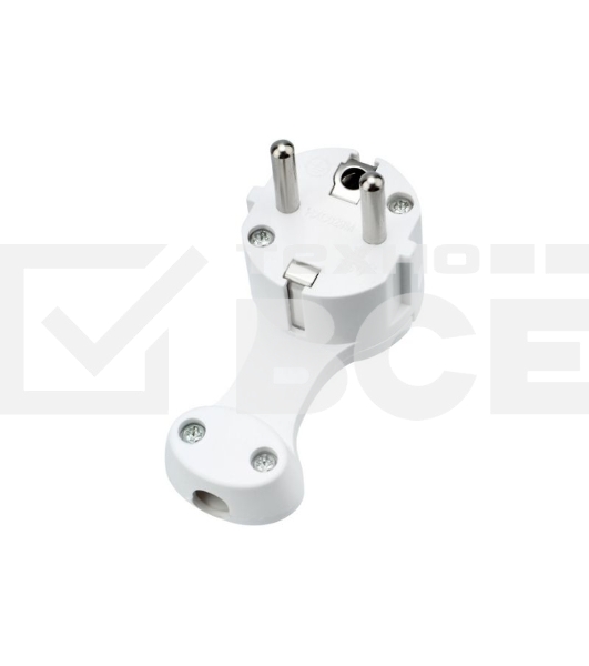 Вилка Евро Rexant угловая с з/к 16 А плоская за шкаф белая