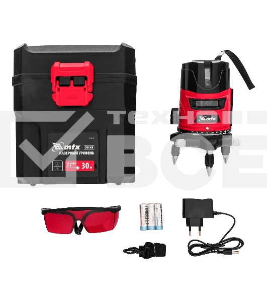 Лазерный уровень CRX-30R, 30 м, красный луч, батарейки, резьба 5/8