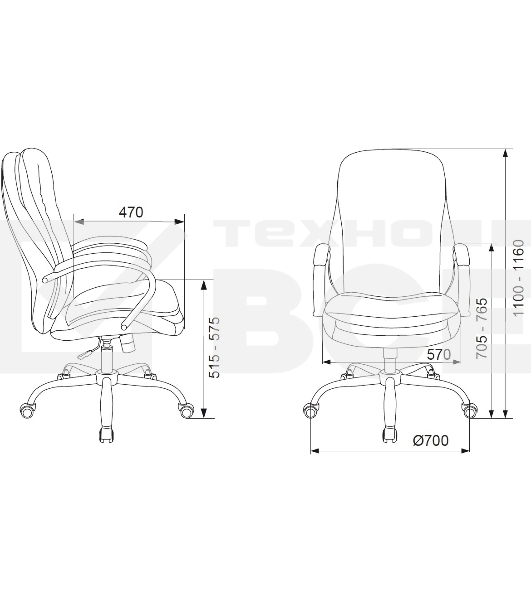 Кресло руководителя Бюрократ T-9950SL Fabric черный Light-20, крестовина металл хром