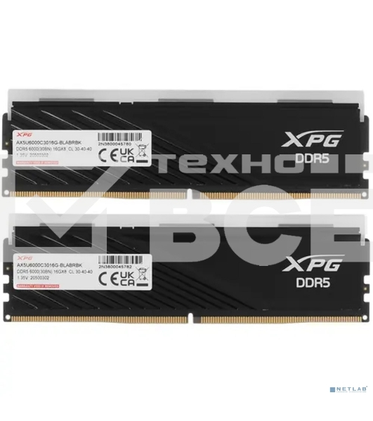 Оперативная память XPG Lancer Blade, DDR5, 32GB (2x16GB), 6000MHz, CL30, DIMM, с радиаторами, RGB, черный