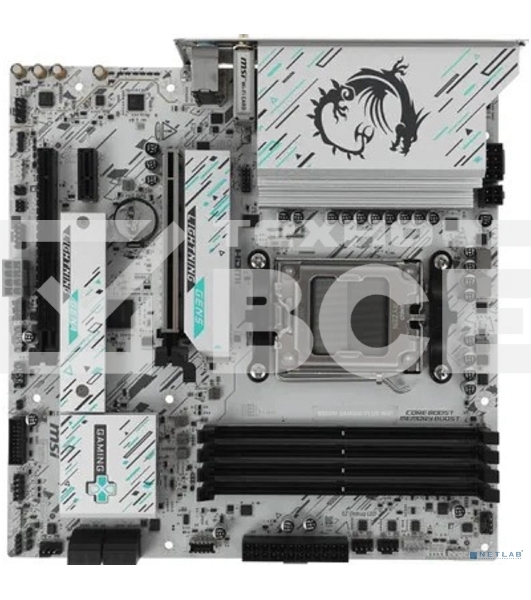 Материнская плата MSI B850M GAMING PLUS WIFI, AM5, AMD B850, 4xDDR5, 4xSATA, 2xM.2, 1xPCIe 5.0 x16, 1xPCIe 4.0 x4, 1xPCIe 3.0 x1, 1xDP, 1xHDMI, 1x5Gb LAN, Wi-Fi 7, Bluetooth 5.4, 3xUSB-C 10Gbps, 3xUSB-A 10Gbps, 3xUSB-A 5Gbps, 3x3.5 мм, 7.1, mATX