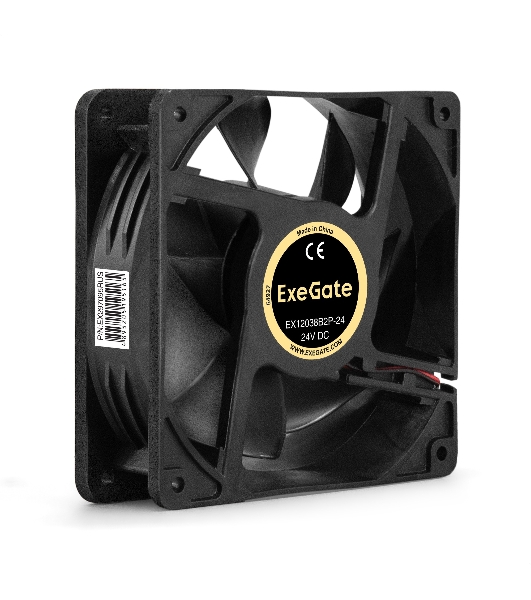 Вентилятор 24В DC ExeGate EX12038B2P-24 (120x120x38 мм, 2-Ball (двойной шарикоподшипник), 2pin, 3000RPM, 46dBA)