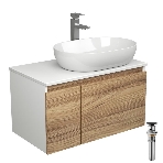 Комплект для ванной, 4 предмета (Тумба подвесная Bau Blackwood 80 + Раковина BAU 59х40 + Смеситель высокий Hotel Still, нерж. сталь, выпуск черный), фото7