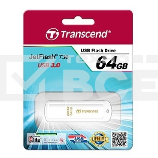 Флешка USB Transcend JetFlash 730 (TS64GJF730), 64Gb, USB 3.0, R/W 80/25, белый