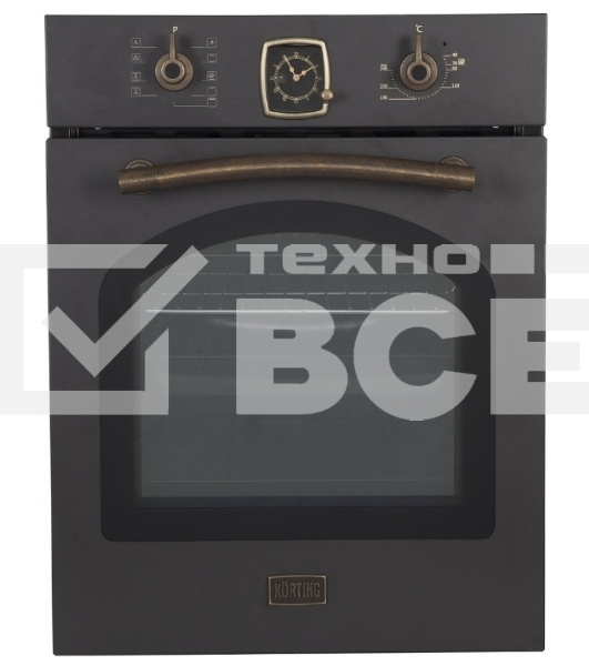 Встраиваемая электрическая духовка Korting OKB 4941 CRN / 59.6 х 45 x 55 см, Духовой шкаф в ретро-дизайне, ширина 45 см, аналоговые часы в классическом стиле Frank Muller, таймера с функцией отключения, 9 режимов нагрева, объем духовки 45 л, телескопическ