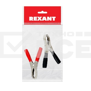 Зажим крокодил Rexant, длина 98 мм, ток 50A, 2 шт., пакет БОПП