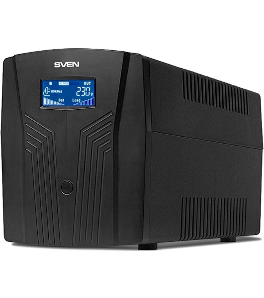 Источник бесперебойного питания UPS Sven Pro 1500 (1000 WA, LCD, USB, RG-45, 3 евро розетки)