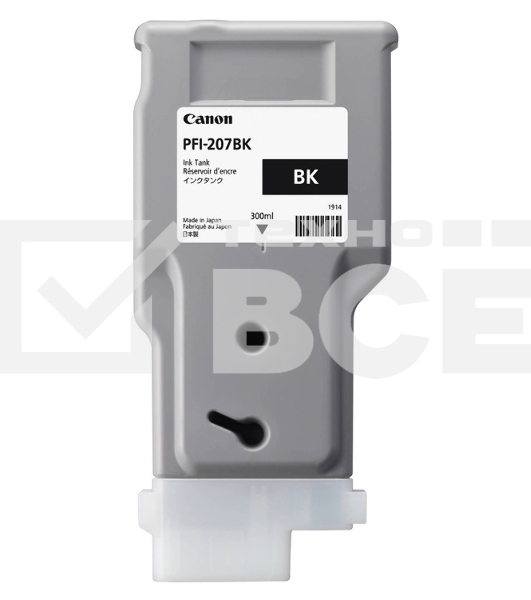 Картридж струйный Canon PFI-207 BK (8789B001) черный (300 мл) для Canon imagePROGRAPH iPF680, 685, 780, 785