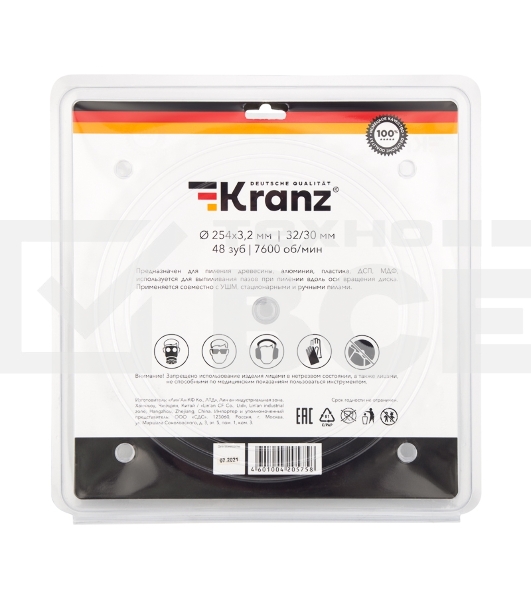 Диск пильный 254 мм х 48 зуб х 32/30 мм Kranz
