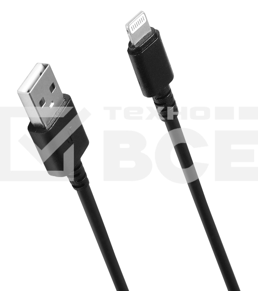 Кабель SunWind USB (m)-Lightning (m) 1.2м черный блистер