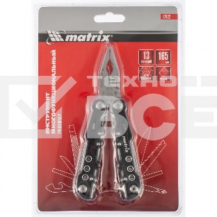 Мультитул MATRIX, 13 функций, авторазжим, в чехле, 165 мм 17622