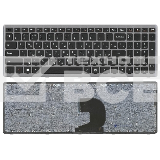 Клавиатура для ноутбука Lenovo IdeaPad Z500 черная с серой рамкой