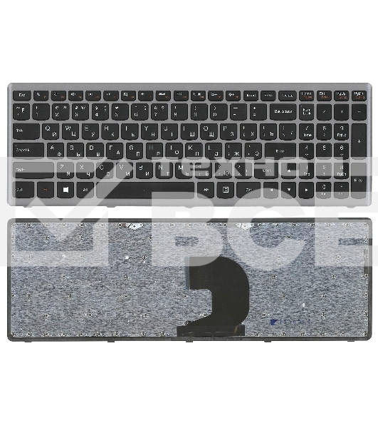 Клавиатура для ноутбука Lenovo IdeaPad Z500 черная с серой рамкой