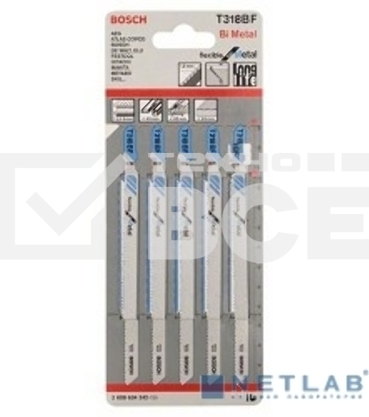 Пилка для лобзика BOSCH T318BF (2.608.634.242)металл, 132мм, шаг 1.8, BiM, 5шт LongLife