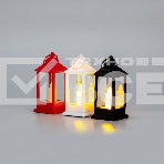 Набор Neon-night из 3 фонарей со свечкой 5,5х5,5х12,5 см, цвет корпуса белый, красный, черный, цвет свечения теплый белый, питание 3xLR1130, фото 1